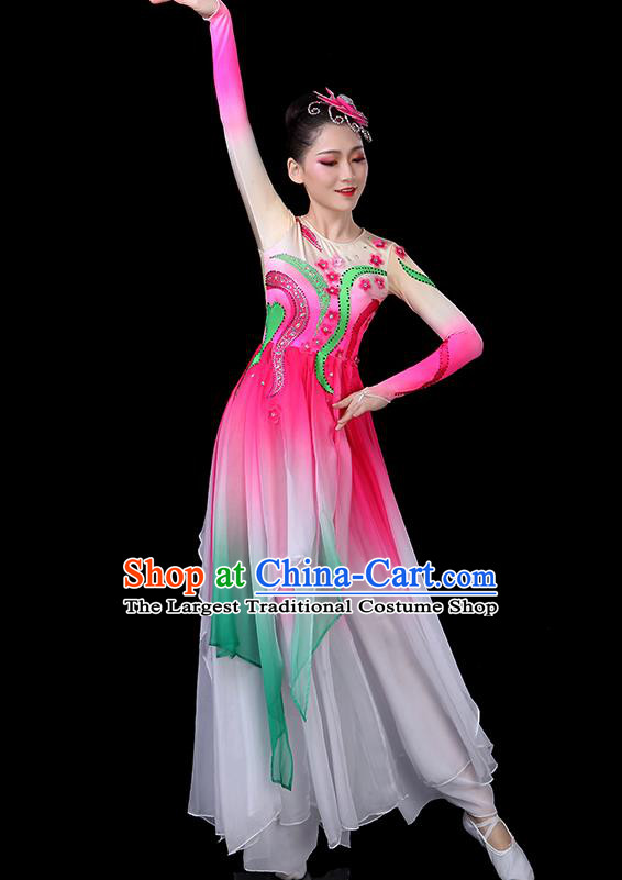 China Umbrella Dance Garment Costumes Stage Performance Pink Dress Lotus Dance Outfits Woman Dancewear Classical Dance Clothing