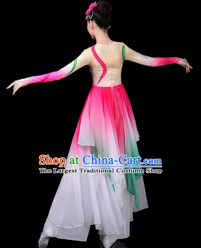 China Umbrella Dance Garment Costumes Stage Performance Pink Dress Lotus Dance Outfits Woman Dancewear Classical Dance Clothing