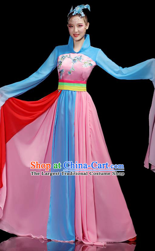 China Water Sleeve Dance Pink Dress Outfits Woman Dancewear Classical Dance Clothing Umbrella Dance Garment Costumes