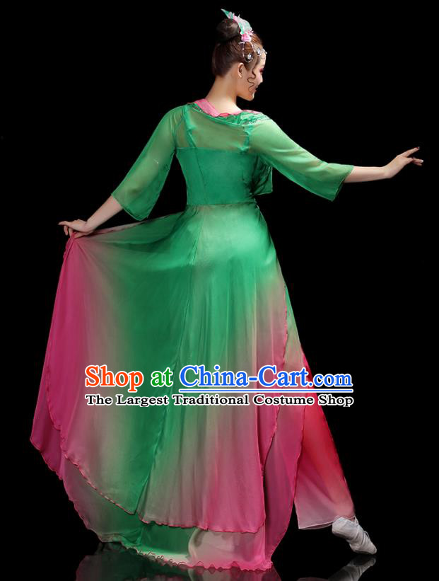 China Umbrella Dance Garment Costumes Lotus Dance Green Dress Outfits Woman Dancewear Classical Dance Clothing