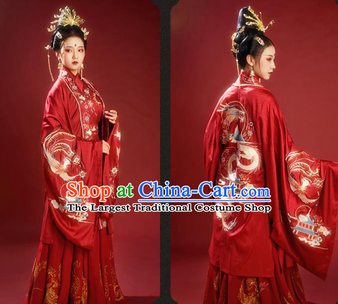 China Traditional Wedding Red Hanfu Dress Ming Dynasty Court Woman Historical Clothing Ancient Empress Garment Costumes Full Set