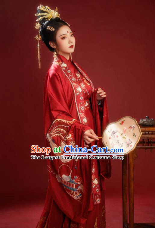 China Traditional Wedding Red Hanfu Dress Ming Dynasty Court Woman Historical Clothing Ancient Empress Garment Costumes Full Set