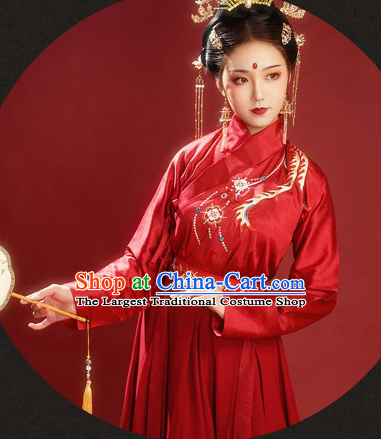 China Traditional Wedding Red Hanfu Dress Ming Dynasty Court Woman Historical Clothing Ancient Empress Garment Costumes Full Set