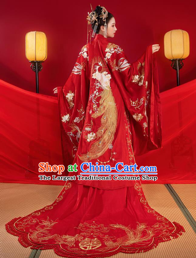 China Traditional Wedding Red Hanfu Dress Song Dynasty Princess Historical Clothing Ancient Nobility Lady Garment Costumes Full Set