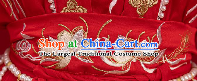 China Traditional Wedding Red Hanfu Dress Song Dynasty Princess Historical Clothing Ancient Nobility Lady Garment Costumes Full Set