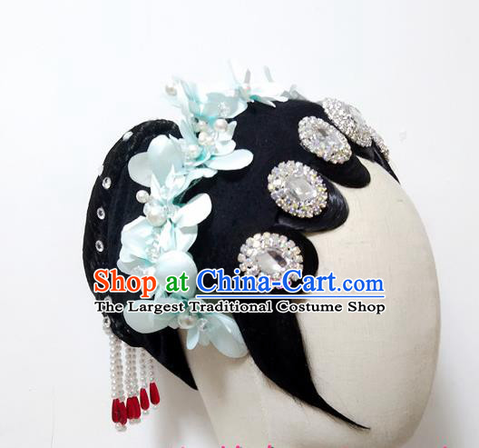 Chinese Stage Performance Hairpieces Traditional Opera Dance Wigs Chignon Classical Dance Hair Accessories Women Dance Headdress