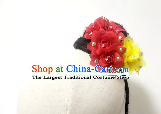 Chinese Traditional Umbrella Dance Wigs Chignon Classical Dance Hair Accessories Women Dance Headdress Stage Performance Hairpieces