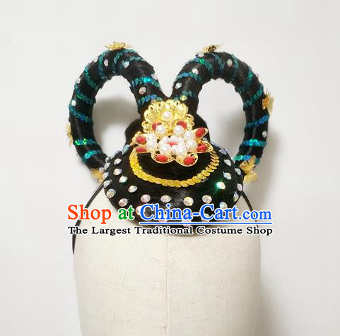 Chinese Stage Performance Hairpieces Traditional Flying Apsaras Dance Wigs Chignon Classical Dance Hair Accessories Fairy Dance Headdress