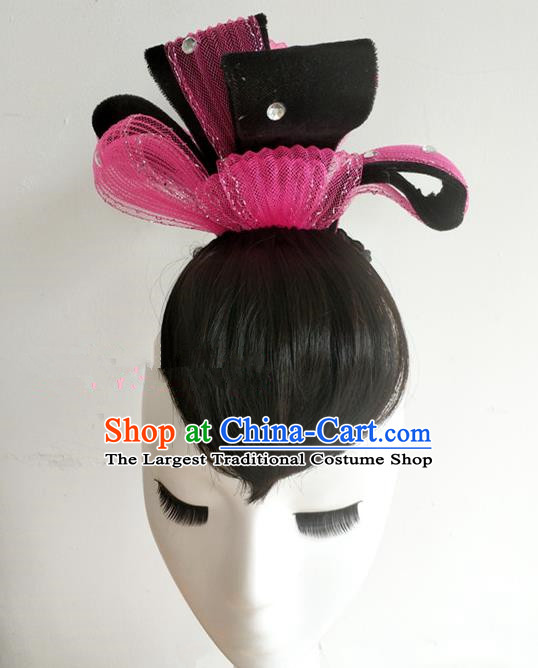 Chinese Traditional Fan Dance Wigs Chignon Classical Dance Hair Accessories Woman Group Dance Headdress Beauty Dance Hairpieces