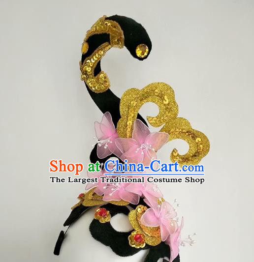 China Women Opening Dance Hair Crown Classical Dance Hat Stage Performance Hair Accessories Modern Dance Headpiece