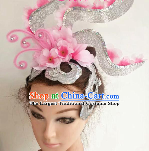 China Women Group Dance Hat Stage Performance Hair Accessories Modern Dance Headpiece Opening Dance Hair Crown