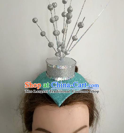 China Folk Dance Hair Crown Women Group Dance Hat Stage Performance Hair Accessories Fan Dance Headpiece