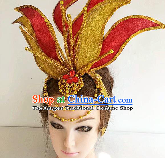 China Modern Dance Headpiece Opening Dance Hair Crown Women Group Dance Hat Stage Performance Hair Accessories