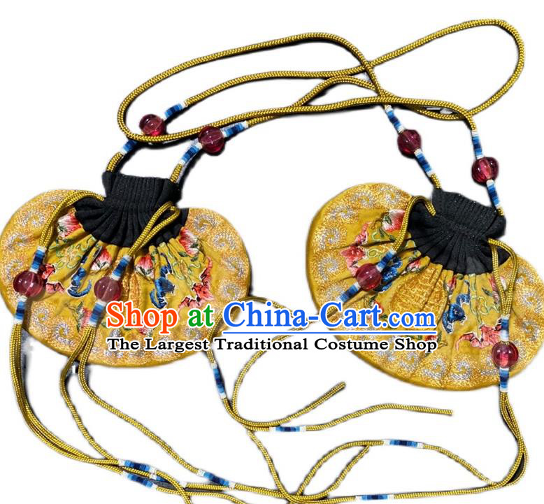 China Traditional Court Tassel Perfume Satchel Qing Dynasty Waist Accessories Ancient Emperor Golden Silk Sachet Pendant