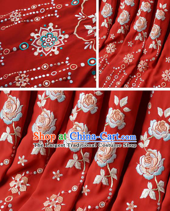 China Han Dynasty Royal Princess Historical Clothing Ancient Wedding Garment Costumes Traditional Court Beauty Embroidery Red Hanfu Dresses