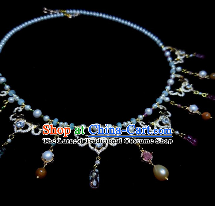 China Tang Dynasty Queen Necklet Handmade Pearls Jewelry Ancient Empress Necklace Accessories