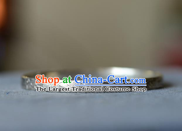 China Vintage Silver Carving Bracelet Traditional Wristlet Accessories Handmade Bangle Jewelry