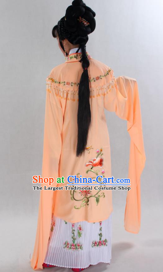 Chinese Beijing Opera Hua Tan Orange Water Sleeve Dress Ancient Young Mistress Garment Costume Traditional Shaoxing Opera Diva Clothing