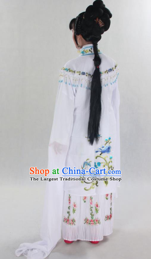 Chinese Traditional Shaoxing Opera Diva Clothing Beijing Opera Hua Tan White Water Sleeve Dress Ancient Young Mistress Garment Costume