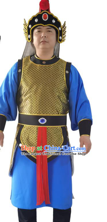 China Ancient General Clothing Peking Opera Wusheng Uniforms Beijing Opera Soldier Garment Costumes and Helmet