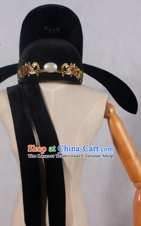 Chinese Ancient Scholar Headdress Beijing Opera Xiaosheng Black Hat Peking Opera Childe Hair Accessories