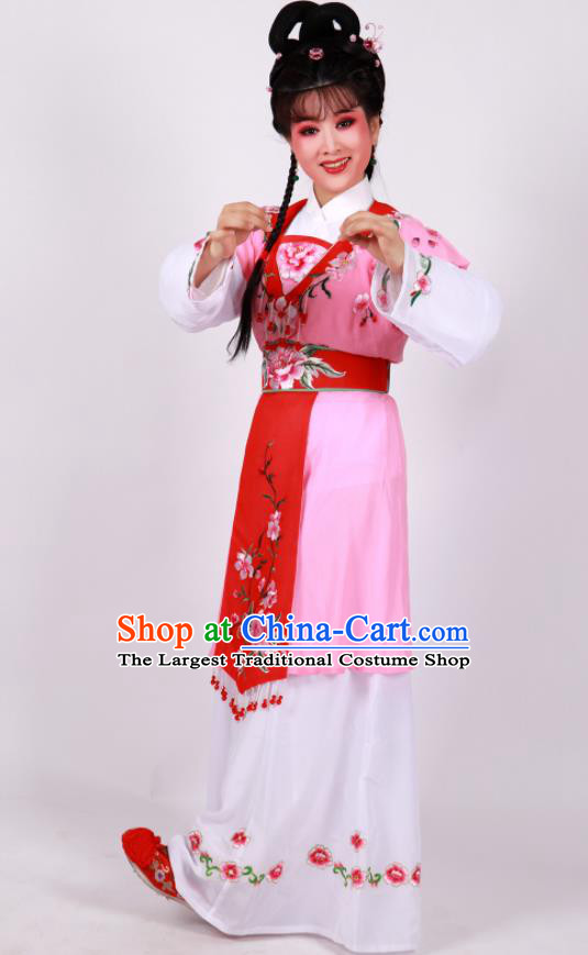 Chinese Beijing Opera Xiaodan Pink Dress Outfits Ancient Maid Lady Garment Costumes Traditional Huangmei Opera Servant Girl Clothing