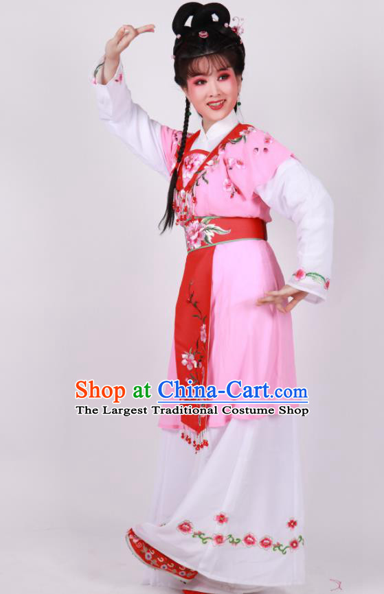 Chinese Beijing Opera Xiaodan Pink Dress Outfits Ancient Maid Lady Garment Costumes Traditional Huangmei Opera Servant Girl Clothing