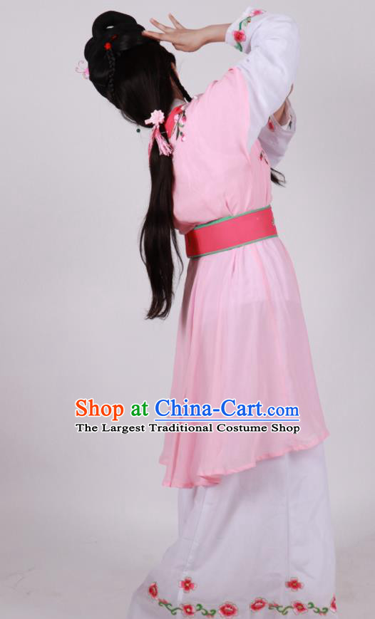 Chinese Ancient Maid Lady Garment Costumes Traditional Huangmei Opera Servant Girl Clothing Beijing Opera Xiaodan Pink Dress Outfits