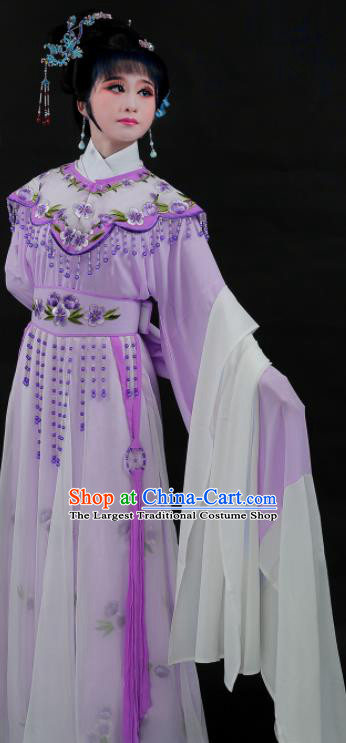 Chinese Ancient Fairy Purple Dress Outfits Traditional Shaoxing Opera Diva Clothing Beijing Opera Hua Tan Lin Daiyu Garment Costumes