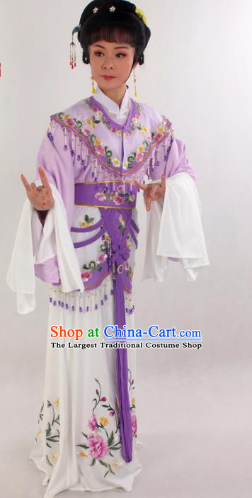 Chinese Traditional Shaoxing Opera A Dream in Red Mansions Clothing Beijing Opera Hua Tan Garment Costumes Ancient Fairy Purple Dress Outfits