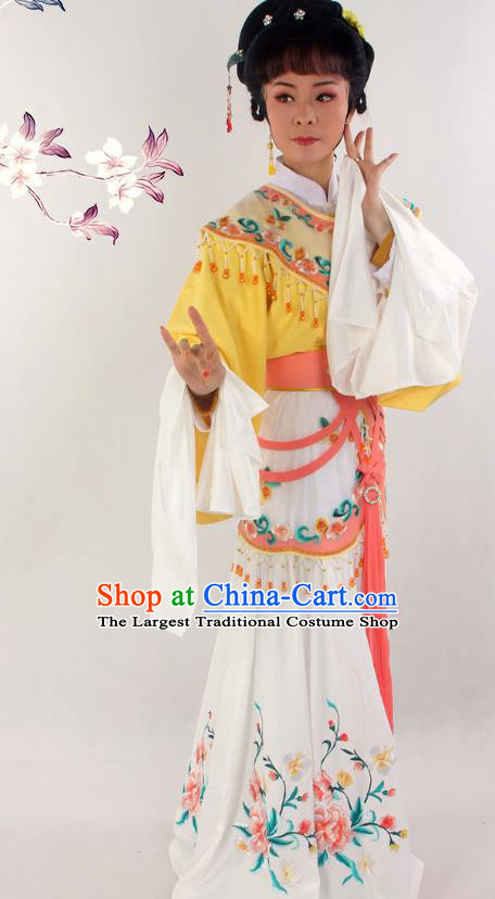 Chinese A Dream in Red Mansions Ancient Princess Yellow Dress Outfits Traditional Shaoxing Opera Actress Clothing Beijing Opera Diva Garment Costumes