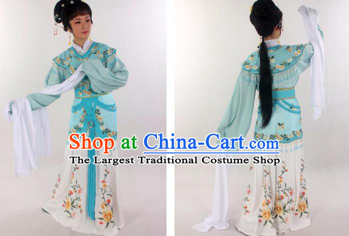 Chinese Beijing Opera Actress Garment Costumes A Dream in Red Mansions Ancient Princess Blue Dress Outfits Traditional Shaoxing Opera Diva Clothing