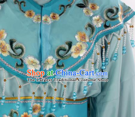 Chinese Beijing Opera Actress Garment Costumes A Dream in Red Mansions Ancient Princess Blue Dress Outfits Traditional Shaoxing Opera Diva Clothing