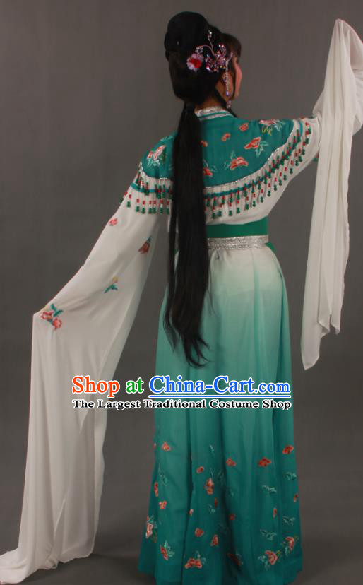 Chinese Traditional Shaoxing Opera Diva Clothing Beijing Opera Hua Tan Garment Costumes Ancient Fairy Green Dress Outfits