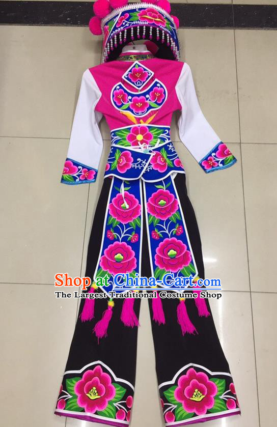 Chinese Yi Nationality Dance Uniforms Ethnic Group Stage Performance Garment Costumes Yunnan Minority Female Informal Clothing