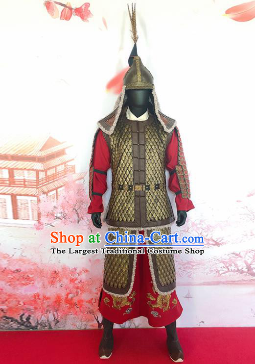 China Ming Dynasty General Armor Uniforms Ancient Military Officer Garment Costumes Traditional Warrior Shogun Clothing