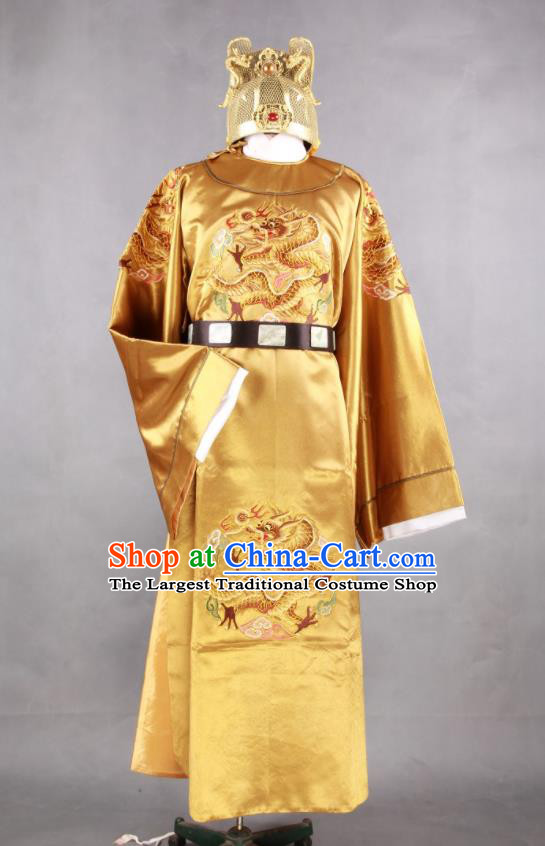 China Ancient King Garment Costumes Traditional Monarch Embroidered Clothing Ming Dynasty Emperor Yellow Imperial Robe Uniforms and Hat