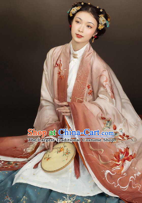 China Ming Dynasty Empress Historical Clothing Ancient Court Women Garment Costumes Traditional Embroidered Hanfu Dresses