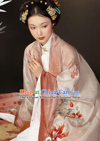 China Ming Dynasty Empress Historical Clothing Ancient Court Women Garment Costumes Traditional Embroidered Hanfu Dresses