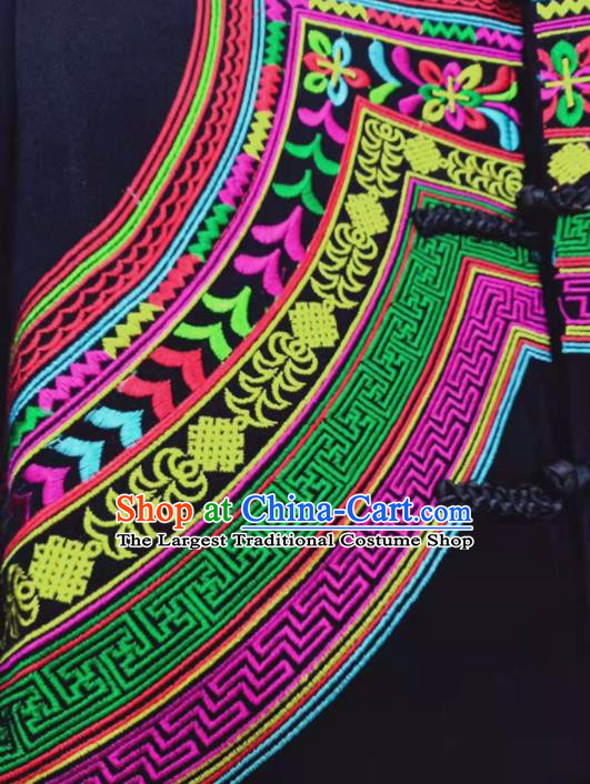 China Sichuan Nationality Dance Embroidered Black Jacket Ethnic Costume Yi Minority Male Outer Garment