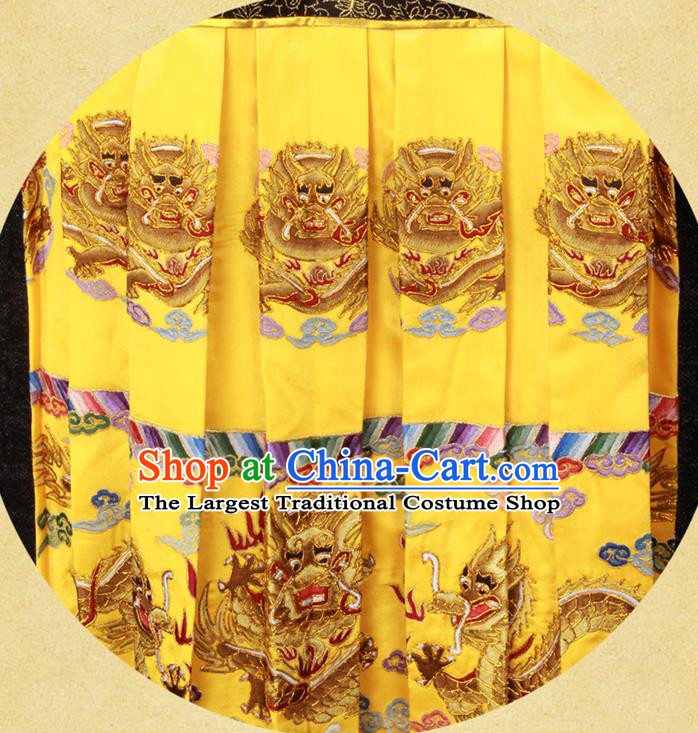 China Ancient Royal Lord Garment Costumes Traditional Embroidered Yellow Imperial Robe Clothing Qing Dynasty Emperor Qianlong Uniforms and Hat