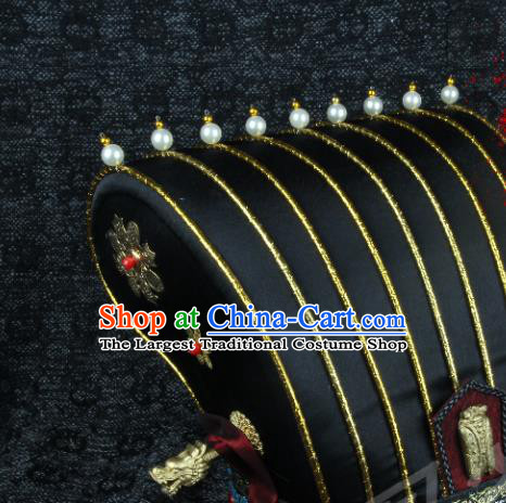 Chinese Traditional Drama Imperial Guard Headwear Ming Dynasty Scholar Hat Ancient Official Headdress