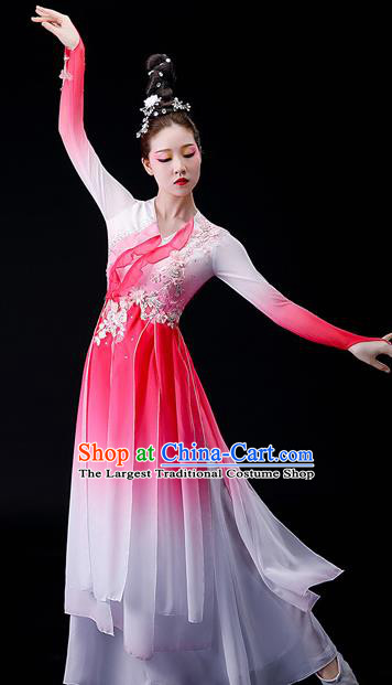 China Stage Performance Fashion Classical Dance Pink Dress Women Group Dance Garment Costume Umbrella Dance Clothing