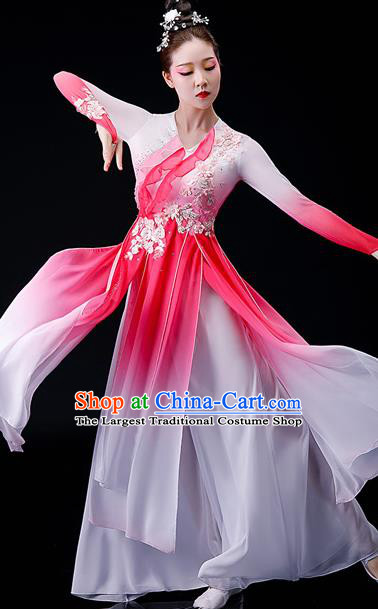 China Stage Performance Fashion Classical Dance Pink Dress Women Group Dance Garment Costume Umbrella Dance Clothing