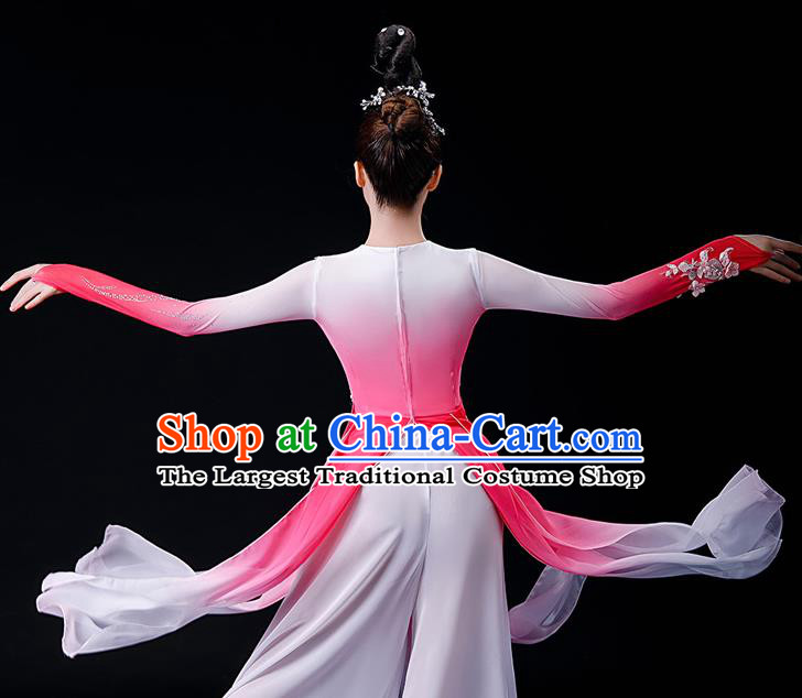 China Stage Performance Fashion Classical Dance Pink Dress Women Group Dance Garment Costume Umbrella Dance Clothing