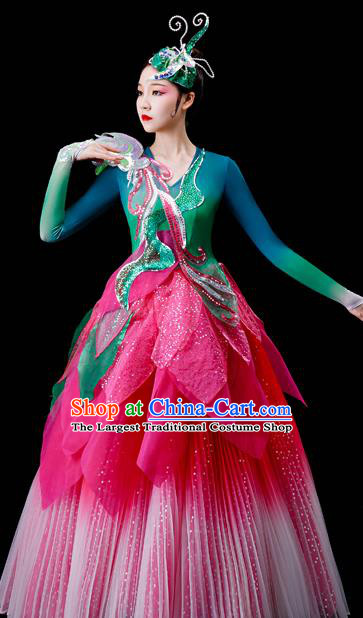 Professional Opening Dance Garment Women Group Dance Fashion Chorus Performance Costume Modern Dance Lotus Dress