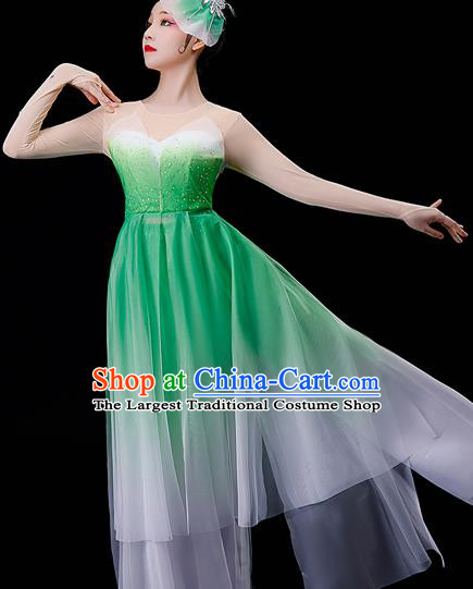 China Jasmine Flower Dance Garment Costumes Umbrella Dance Clothing Stage Performance Fashion Uniforms Classical Dance Green Dress