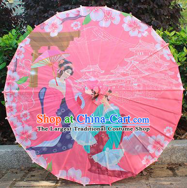 Japanese Beautiful Women Umbrella Classical Geisha Umbrella Printing Pink Silk Umbrella Traditional Festival Umbrellas