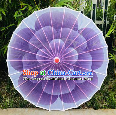 Chinese Jasmine Flower Dance Umbrella Handmade Purple Umbrellas Stage Performance Umbrella Traditional Silk Bumbershoot Classical Dance Umbrella