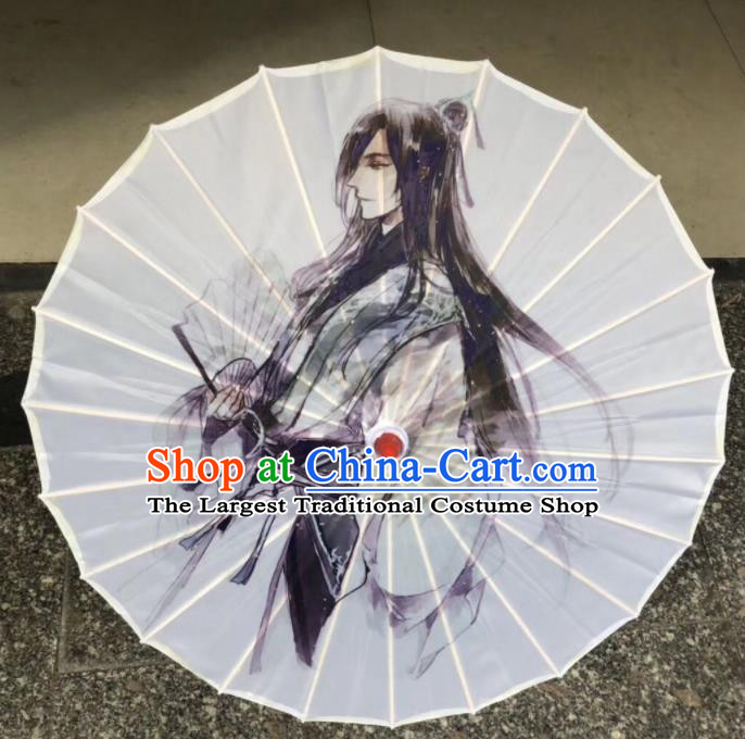 Chinese Handmade Silk Umbrellas Ink Painting Cartoon Umbrella Classical Umbrella Traditional Performance Umbrella